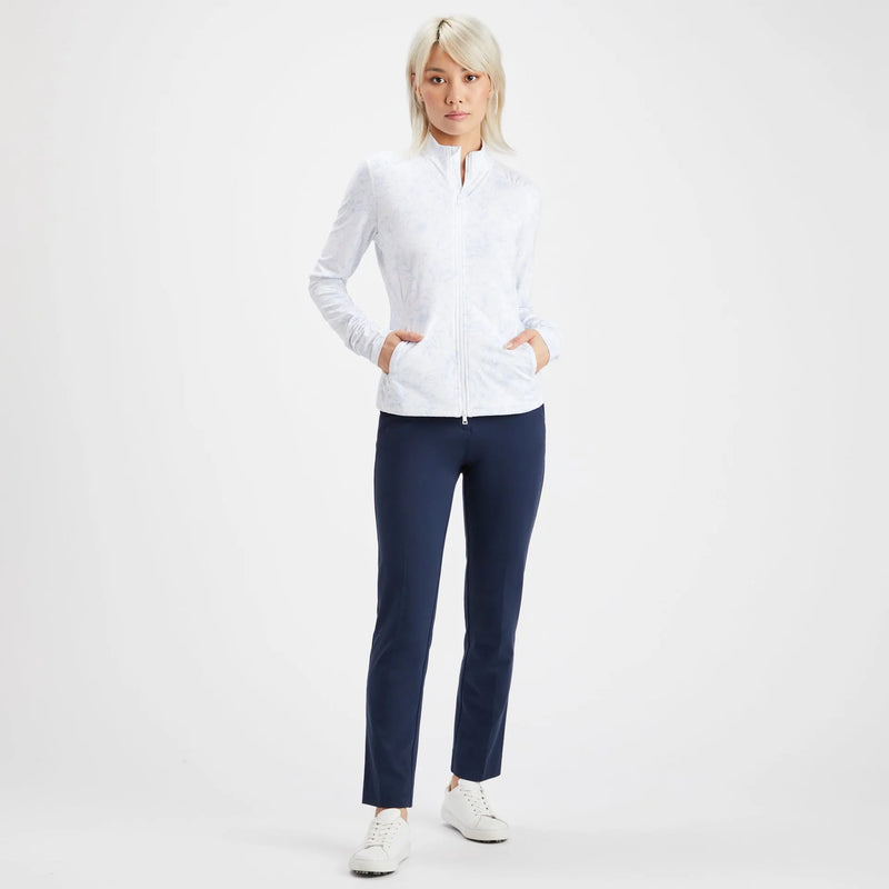 Brand New! G/Fore Outline Floral Cozy Jersey Full Zip Mid Layer: Snow