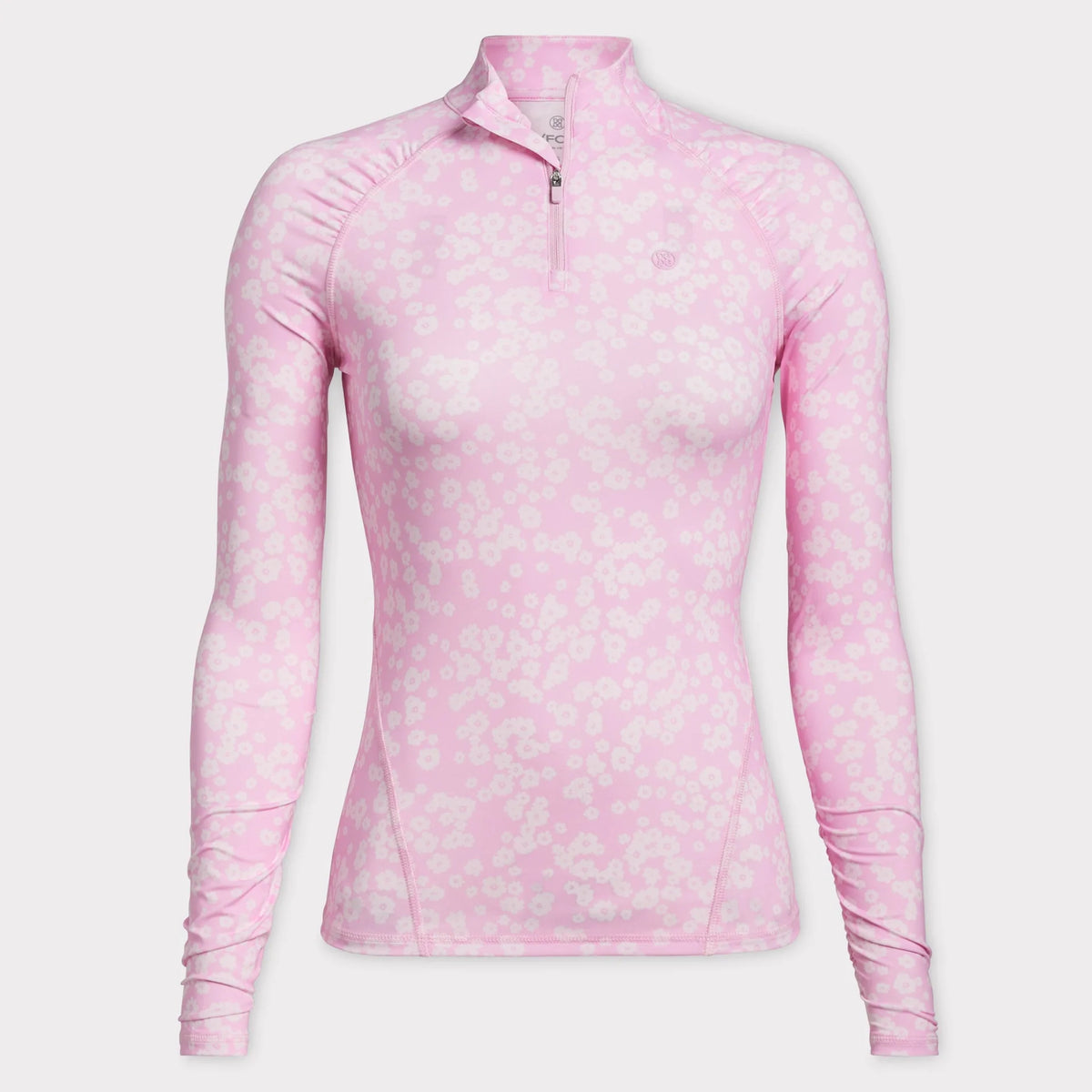 Brand New! G/Fore Small Floral Fine Tech Jersey Ruched 1/4 Zip Pullover