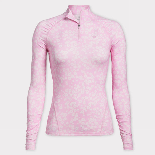 Brand New! G/Fore Small Floral Fine Tech Jersey Ruched 1/4 Zip Pullover