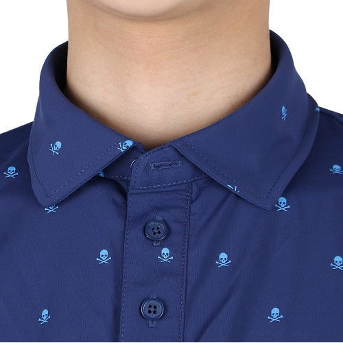 Brand New! G/Fore Men's Mini Skull & T's Button Down Polo: Blue Print